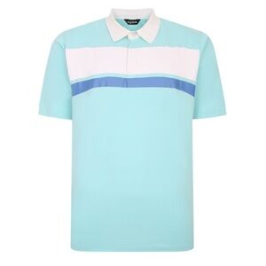 Bigdude Contrast Collar Striped Polo Shirt Turquoise